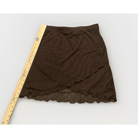 ROMWE Medium Brown Asymmetrical Sheer Mesh Skirt Y2K Pixie Fairycore Festival - Picture 4 of 4
